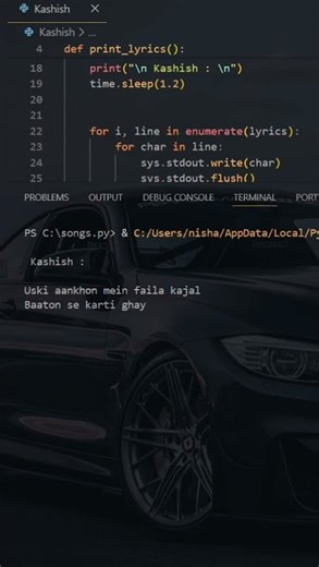 Kashish x Python #shorts #trending #viral #programming #coding #python #vscode #music