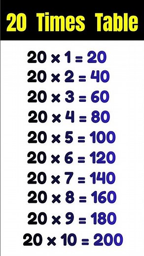 20 times table | 20 times tables #shorts #shortsfeed