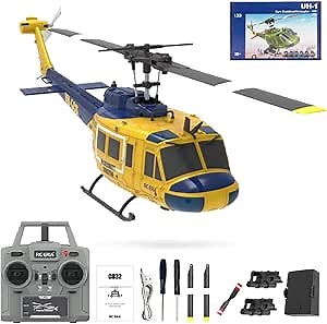 RC ERA C032 RC Helicopter, 1/48 Scale 2.4G 6CH UH-1 Huey Flybarless RC Helicopter, 6-Axis Gyroscope Stabilization, with Altitude Hold & 3D Inverted Flight for Adults Enthusiasts, 1 Battery