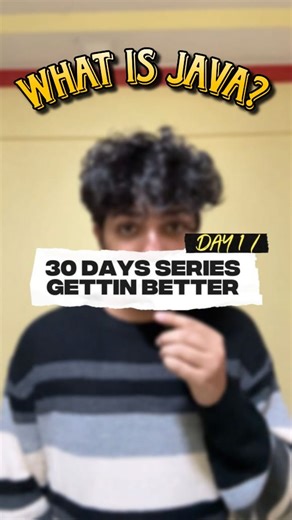Shrey Ruparel on Instagram: "Day 1/30 🚀 What is Java? Starting my coding journey – one day at a time 💻 #Day1 #30DaysChallenge #CodingJourney #Java #LearnToCode StudentLife DeveloperLife Consistency SelfImprovement TechReels"