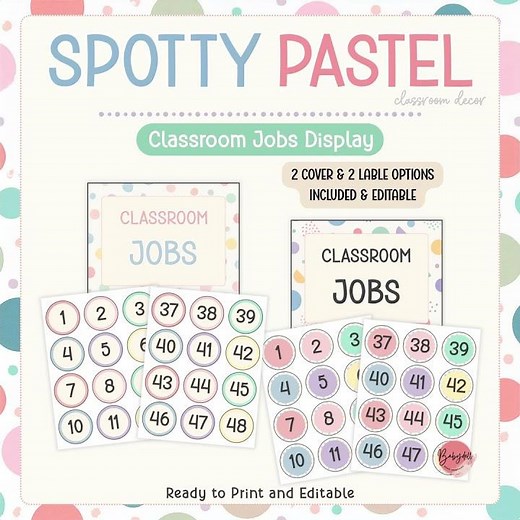 Spotty Pastel Classroom Jobs Display | DIY Decor Ideas