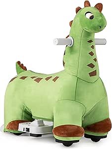 OLAKIDS Ride on Toys, 6V Electric Battery Powered Electric Ride on Dinosaur with Music, Padded Seat, Forward, Foot Pedal, Wheels, Riding Horse Toy for Boys Girl Aged 3+