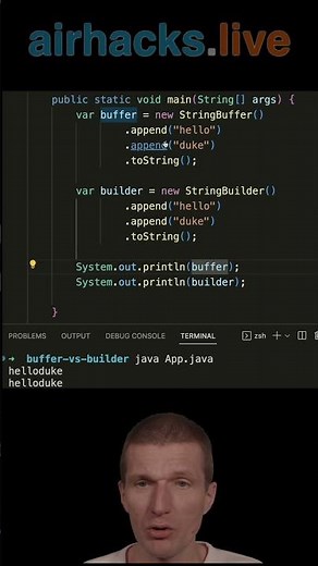 StringBuffer vs. StringBuilder #java #shorts