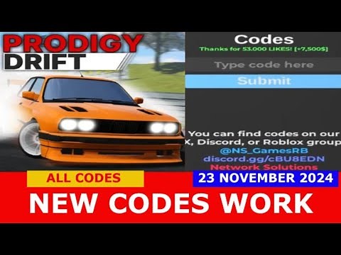 *NEW CODES NOVEMBER 23, 2024* [UPDATE🔥] Prodigy Drift ROBLOX | ALL CODES