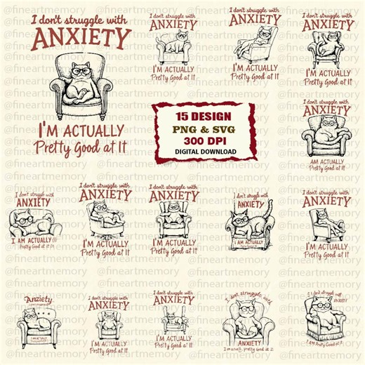 Drôle de santé mentale chat SVG PNG, conception de citation humour anxiété sarcastique pour T-shirts, autocollants et sacs fourre-tout, fichier de téléchargement numérique Sassy Kitty - Etsy France