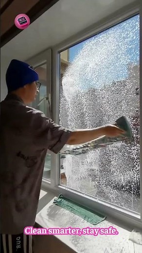 Cleaning Both Sides of High-Rise Windows from Inside — Smart Tool, Zero Risk #UrbanLiving