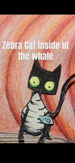 Zebra cat. Inside the whale, #cats #cartoon #cat #comics #shortvideo
