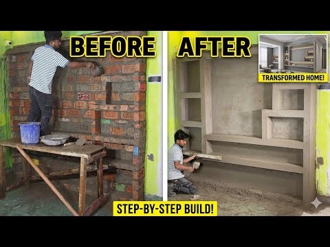 Amazing Modern Wall Shelf Design | DIY Brick to Cement Transformation |