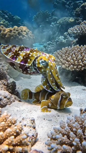 Flamboyant Cuttlefish Eats Frogfish Alive – Color Explosion Battle! #shorts