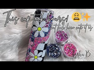 Rhinestone tumbler tutorial with wavy, floral & checkered patterns