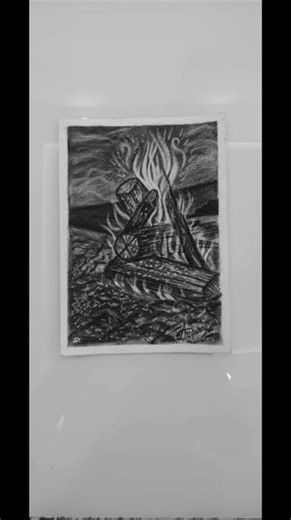Easy Campfire🔥 sketch💕#shorts#ytshort#trending#viral#charcoaldrawing#TheCraftingWhimsy#handmade#Art