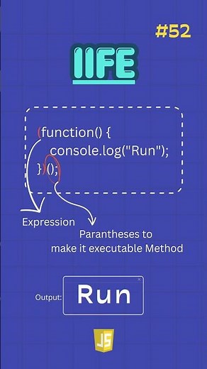 JavaScript IIFE Explained 🤯 Function That Runs Instantly! | Day 52 #javascript #coding #programming