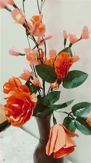 creape paper Rose❤️ paperflowers # diy flowers # waste material flowers. ❤️❤️