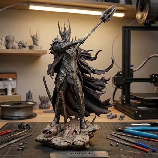 Sauron Figurine Statue, LOTR Dark Lord Model, Hand Painted Fantasy Armor Figure, Lord of the Rings Villain Collectible, Desk Decor - Etsy