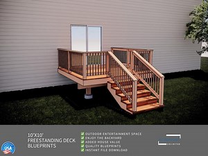 Freestanding Deck Plans 10x10 for DIY Construction and Permit - Etsy