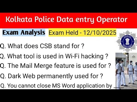Kolkata Police Data Entry Operator Exam Analysis 2025 | 12 Oct Question Paper & Answer Key |