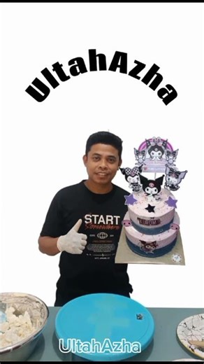 cara menghias kue ultah 2 tingkat#cake #cakedecorating #shēngrìdàngāo #birthdaycake #bánhgato#memes