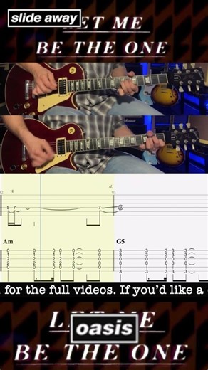 Slide Away - Oasis - Lead & Rhythm Guitar - Noel Gallagher - Rolling Tab - Cover - Lesson