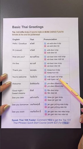 Basic greetings in thai 🇹🇭