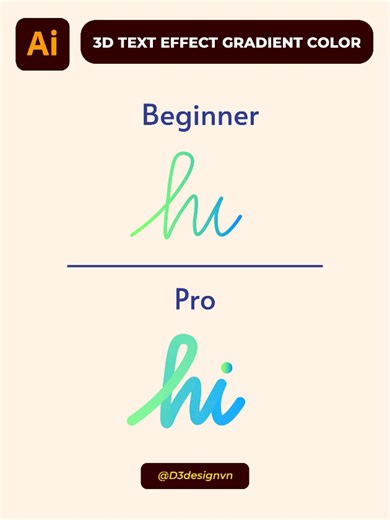 3D Text Effect Gradient Color #d3design #illustration #adobeillustrator #LearnOnTikTok #design #adobe