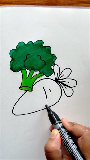 🥦🥕 Easy Drawing for Kids #shorts #youtubeshorts #youtubekids #brocolli #art #carrot #kidslearning