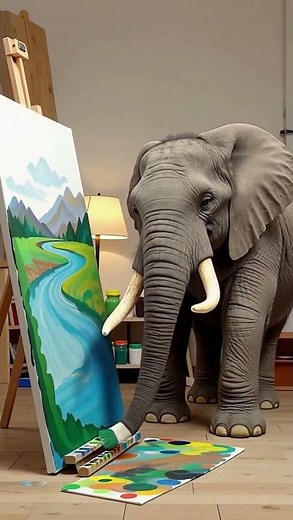 🎨🐘 Elephant Artist Paints a Beautiful Masterpiece!