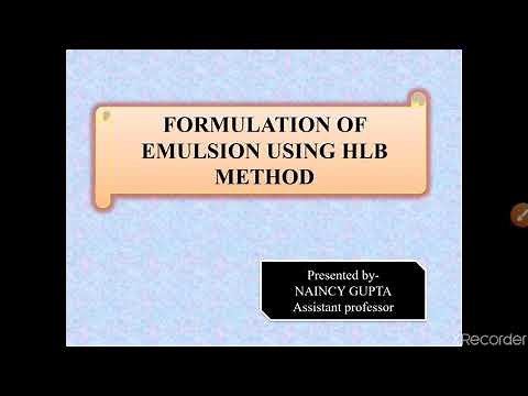 HLB method of emulsion formulation