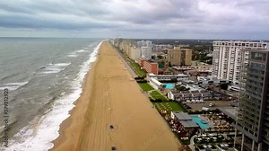 Aerial Virginia Beach Beachfront Hotels and Development in 4k