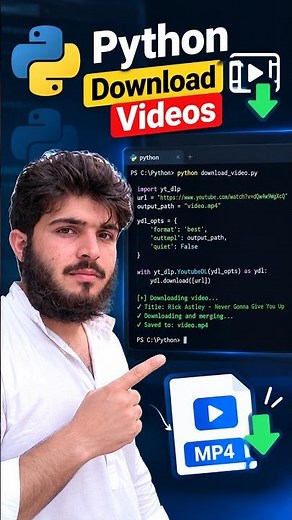 Download YouTube Videos with 1 Python Command! 🤯 #python #pythontricks