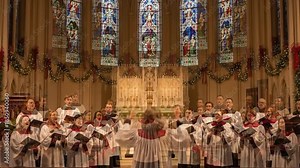 Church choir performing traditional Advent music during festive concert.