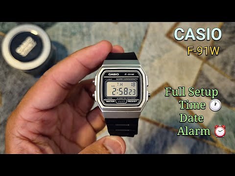 Casio Digital Watch Time, Date & Alarm Settings | How To Set Time, Date & Alarm F-91W Casio