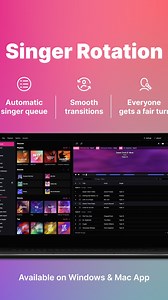 Karaoke nights should be fun, not a headache 💜 With KaraFun Windows v3.8.2, the long-awaited Singer Rotation finally arrives on PC! Already loved on macOS, this exclusive feature is now part of the new KaraFun Windows app, making karaoke nights smoother, fairer, and stress-free. ✨ What it does: - Automatically manages the singer queue - Ensures everyone gets a fair turn - Lets singers choose and add their songs easily to the song rotation via the remote control QR code - Prioritizes those who h