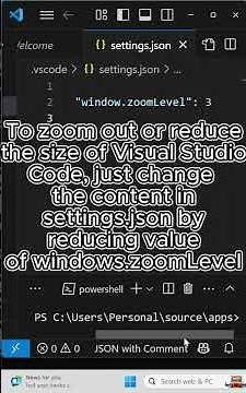 How to Zoom Out or Reduce Visual Studio Code Screen Display #tips #vscode #vscodetips #windows
