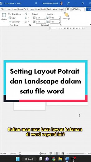 Cara Setting Layout Potrait dan Landscape dalam satu file word