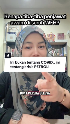 Perang Iran–US nampak jauh… tapi kesannya boleh sampai ke Malaysia. Bila krisis tenaga berlaku, kerajaan terpaksa fikir cara kurangkan penggunaan petrol negara. Sebab bila bekalan minyak dunia terganggu, harga minyak boleh melonjak dengan sangat cepat. Sebab itu ada cadangan penjawat awam work from home — untuk kurangkan penggunaan petrol harian. Ini realiti ekonomi global. Perang berlaku di satu tempat… tetapi kesannya dirasai seluruh dunia. Sebab itu orang yang faham ekonomi akan buat satu per