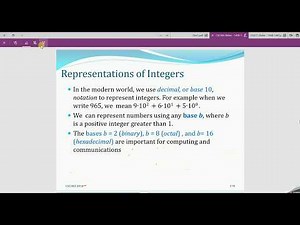 integer Representations and algorithms