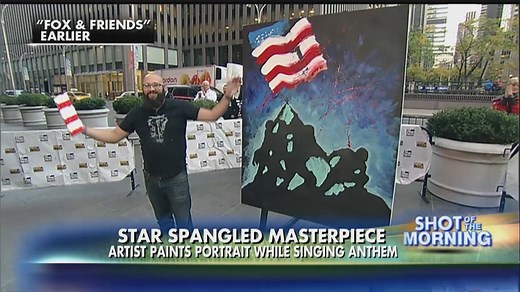 This morning on Fox & Friends, an artist sang the national anthem while painting the iconic American flag raising during the Battle of Iwo Jima. | Fox News