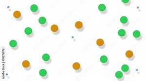 Colored dots and balls of different sizes flicker across the screen, creating a geometric, noisy background.