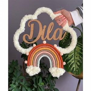Personalisierte Makramee Regenbogen Namensschild - Kinderzimmer Dekor - Etsy.de