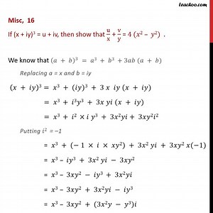 Misc 10 - If (x + iy)3 = u + iv, then show that u/x + v/y