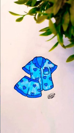 Cute Pajama Set Drawing 💙 | Easy Outfit Sketch for Beginners💫 #drawing #art