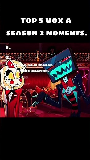 Top 5 best Vox moments.(hazbin hotel season 2.)