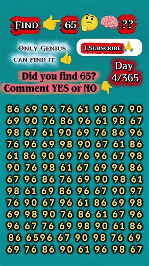 🤯find the 65 number🤔🤔??#find#this#number#iq#iqtest#1000subscriber#maths#foryou#fyp#1million