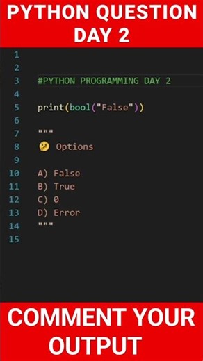 Python Output Questions Day 2 🔥 #shorts #ytshorts #python #coding #programming #youtubeshorts
