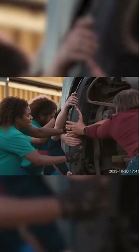 Strangers Lift Car Saving Trapped Driver