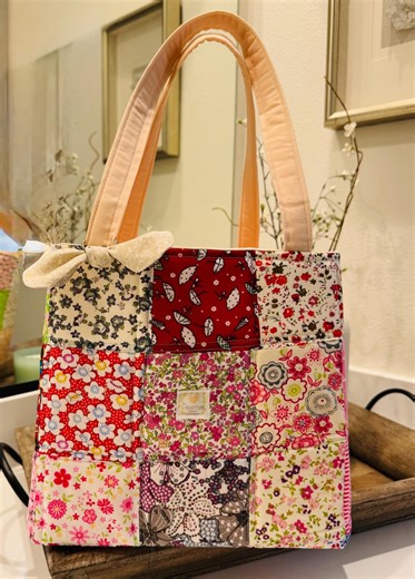 Patchwork Cotton Bag With Biage Liner, 4 Inch Tote Bag - Etsy