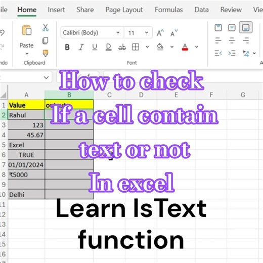 “How to Check if a Cell Contains Text or Not in Excel | ISTEXT Function”