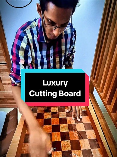 Chess Cutting Board. Follow me in the creation of this marvelous piece with amazing precision and beauty. This unique piece from mahogany is worth every effort and the beauty and feeling it give emanates luxury. Not everyone can owe a piece like this in their kitchen. Handcrafted by Taf Art. #luxury #handcrafted #tafart #perfection #satisfyingvideo