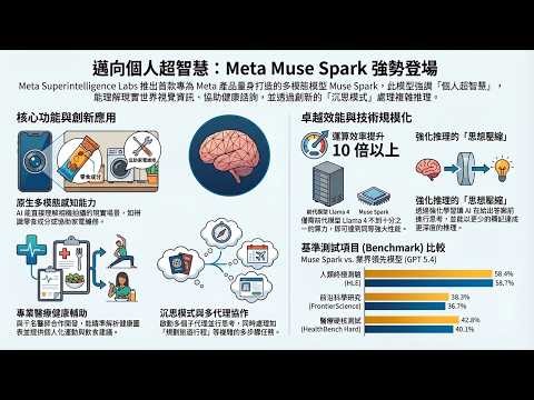 🎯Meta超級智慧實驗室首作Muse Spark挑戰GPT-5.4與Gemini！多模態，拍照就能分析營養！完整解析即時、思考與沉思模式，讓AI陪你看世界