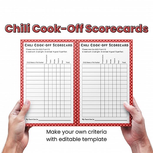 Chili Cook off Score Card, Chili Cook-off Score Sheet, Chili Cookoff Printable Judging Sheet, Cooking Competition, Food Contest - Etsy